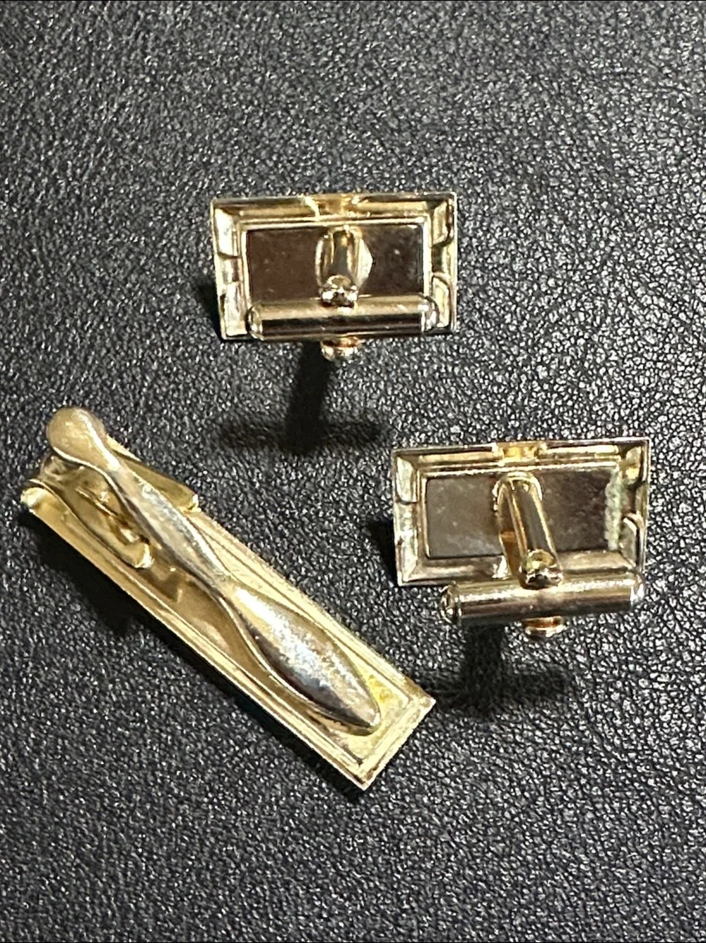 Three Piece Cuff Links & Tie Clip